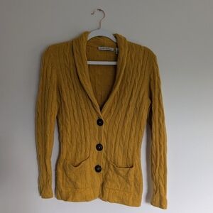 Autumn CASHMERE mustard yellow cardigan size Medium
